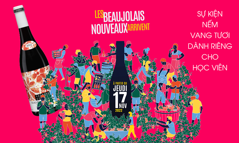 Lớp rượu vang tươi vùng Beaujolais 17/11/2022