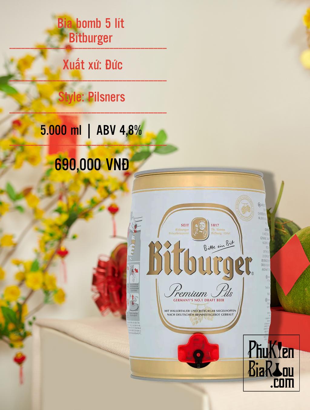 Bia Đức Bitburger Keng 5 lít