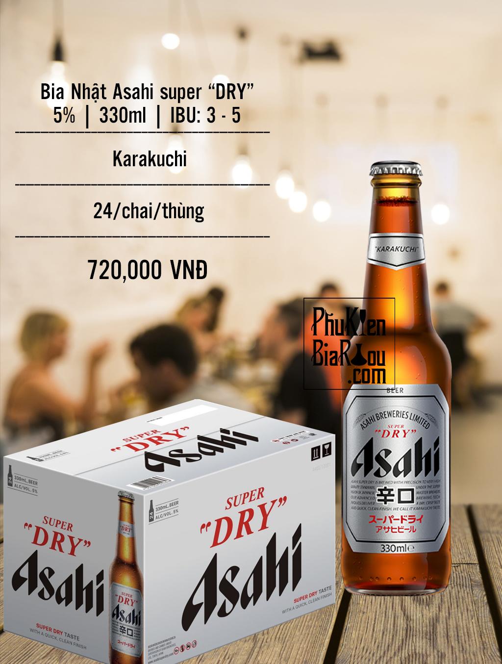 Bia Nhật Asahi super “DRY”  (24 chai/thùng)