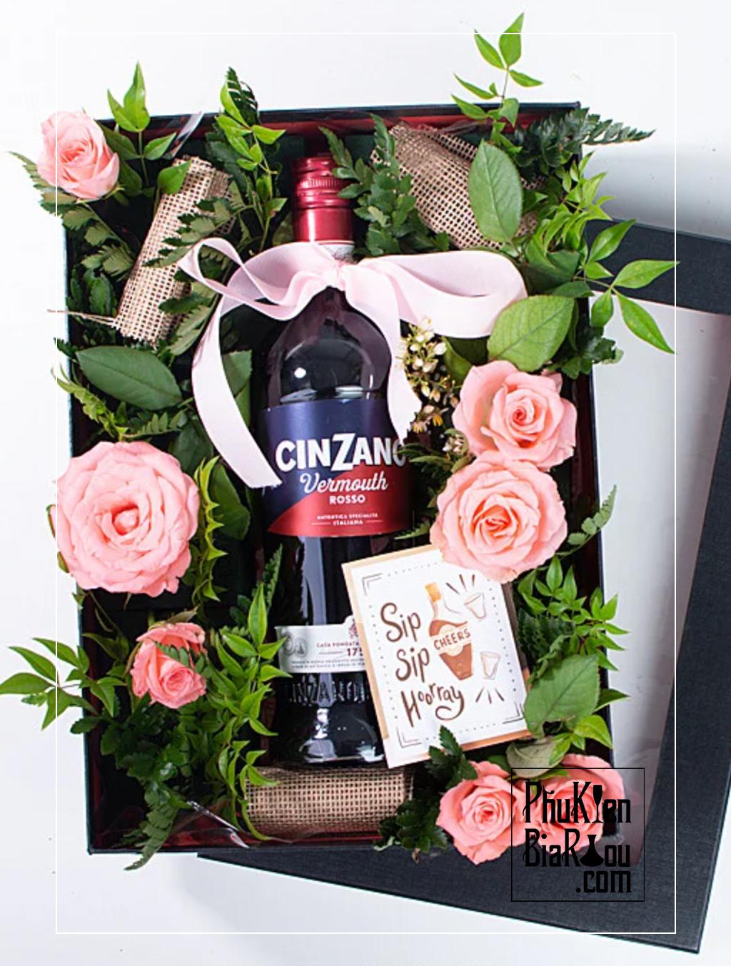 Flower Wine Gift Quà tặng rượu vang kèm hoa tươi 2