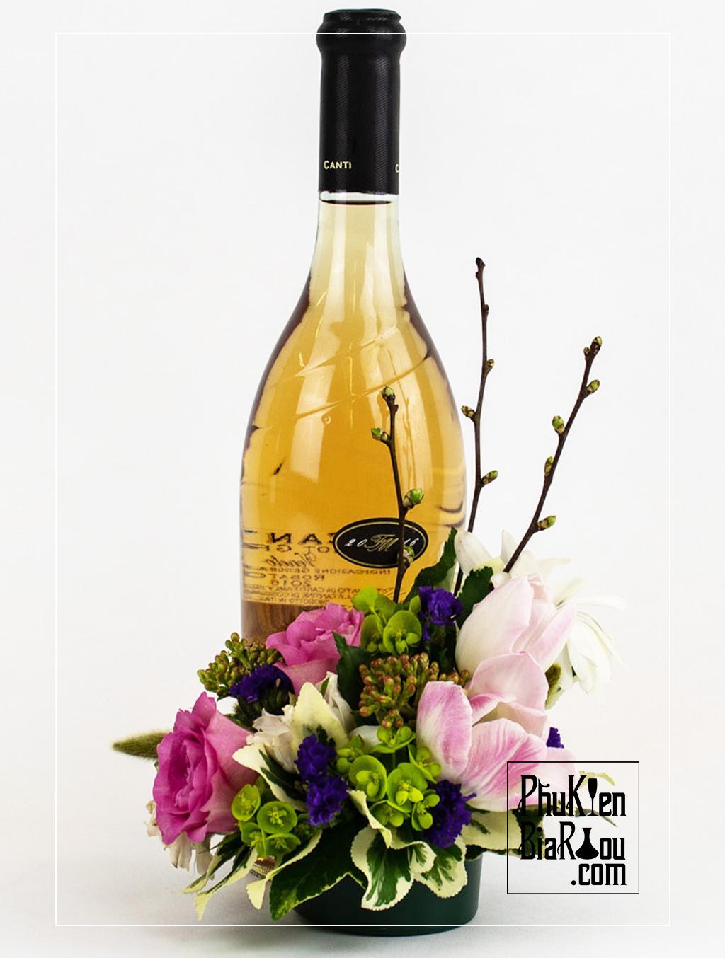 Flower Wine Gift Quà tặng rượu vang kèm hoa tươi 4