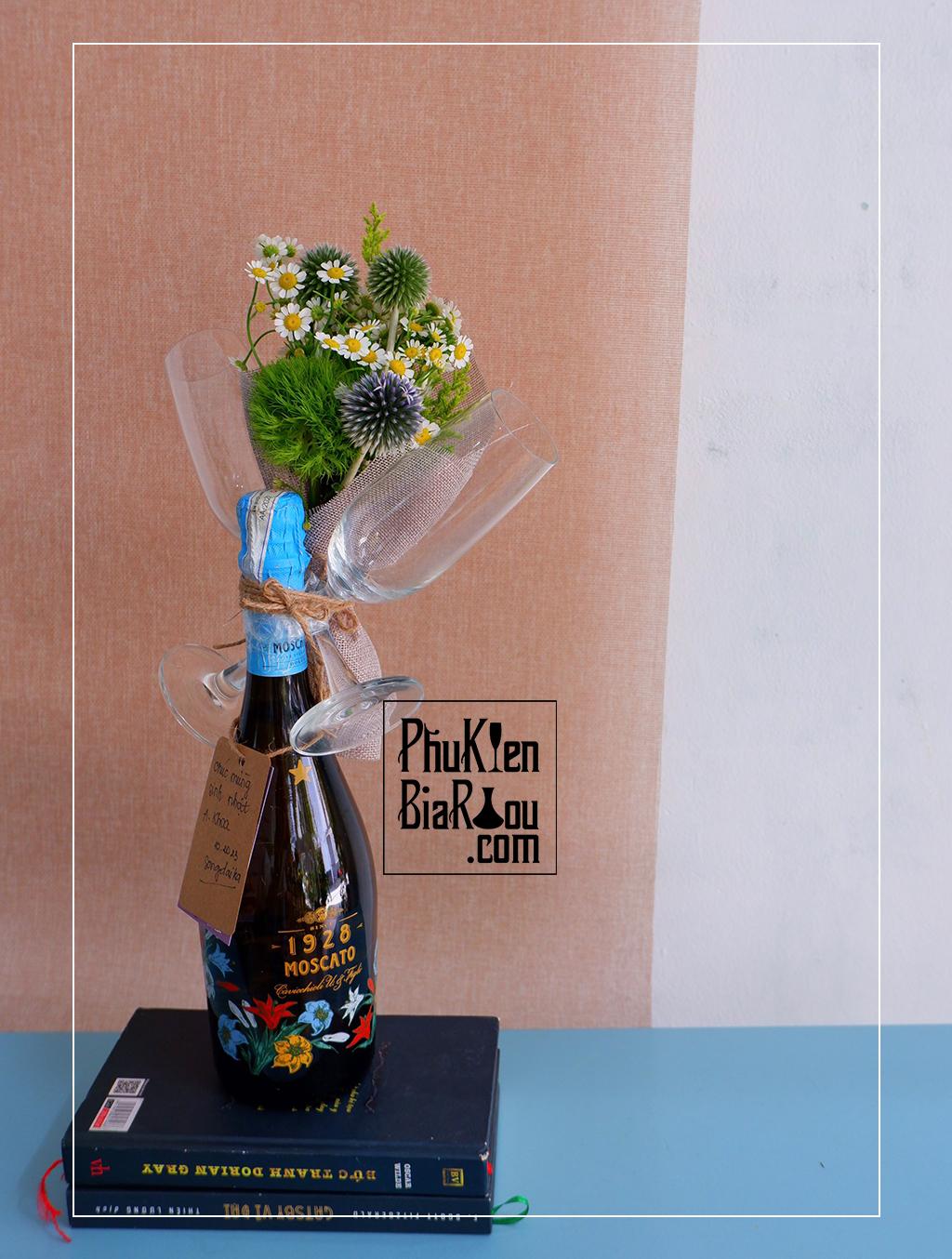 Flower Wine Gift Quà tặng rượu vang kèm hoa tươi 4