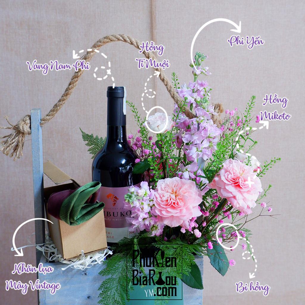 Flower Wine Gift Rượu Nến và Hoa mẫu 1