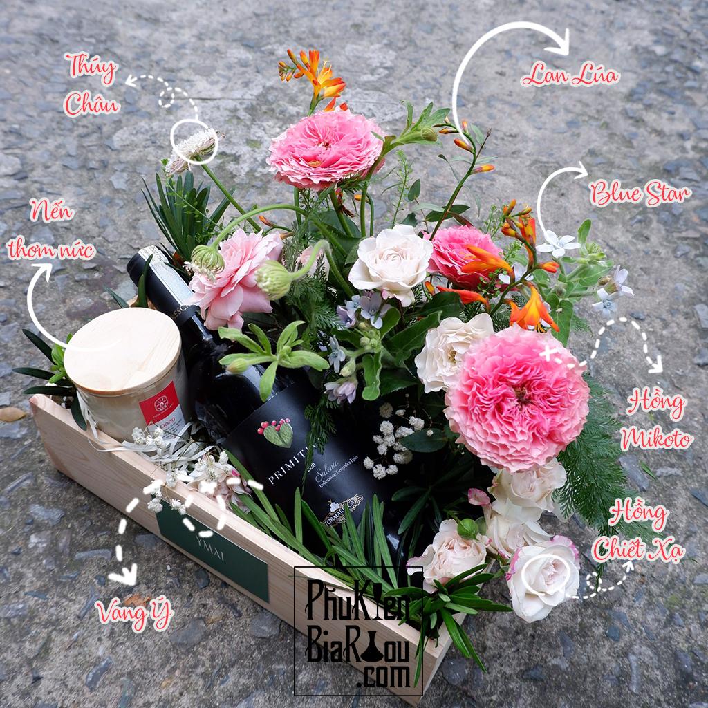 Flower Wine Gift Rượu Nến và Hoa mẫu 2