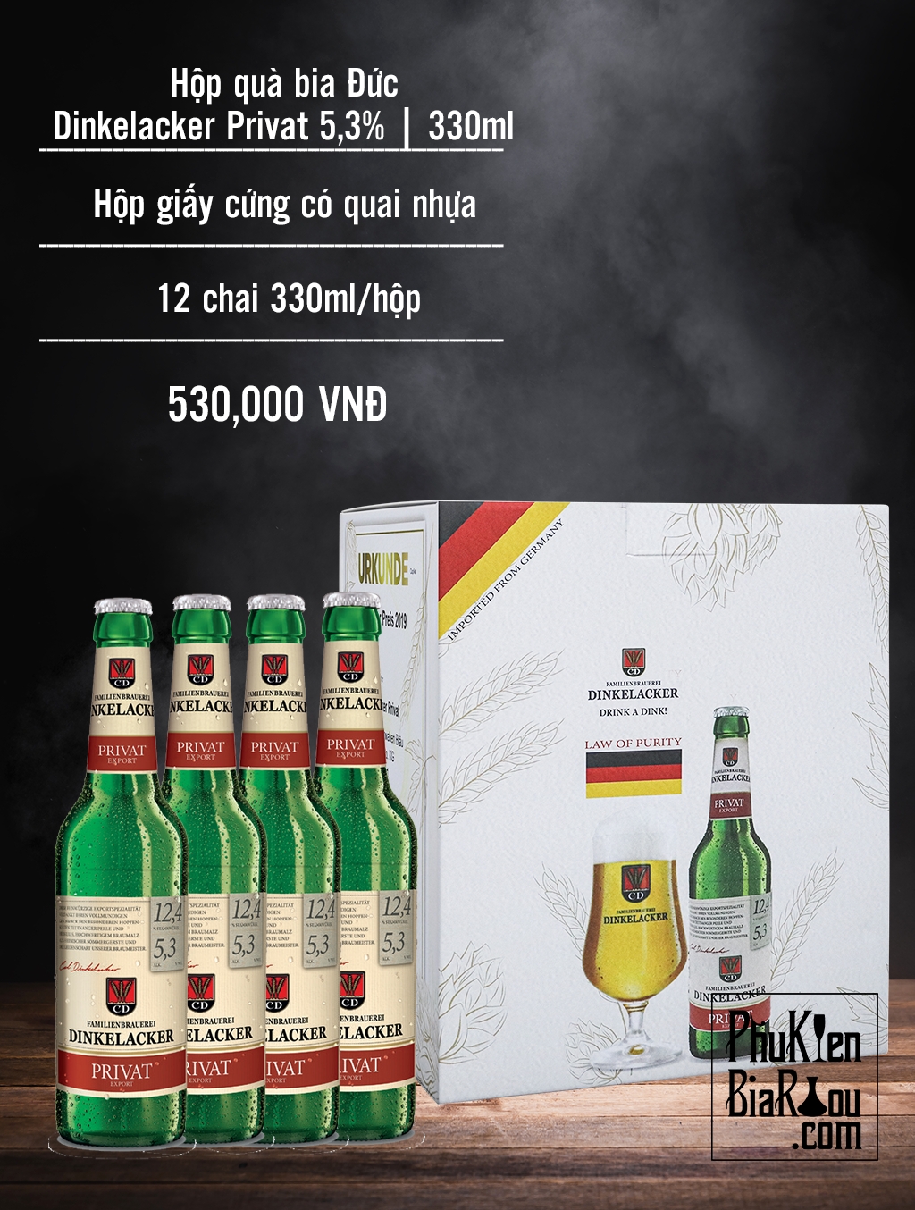 Giáp Thìn 2024 Hộp quà bia Đức Dinkelacker Privat 12 chai (12 chai/ thùng)