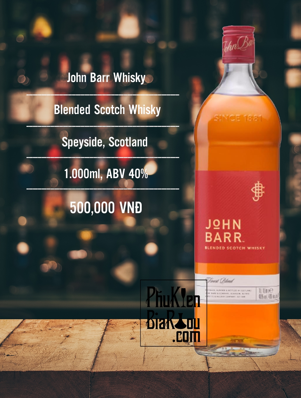 Rượu whisky John Barr Red Label 1000ml