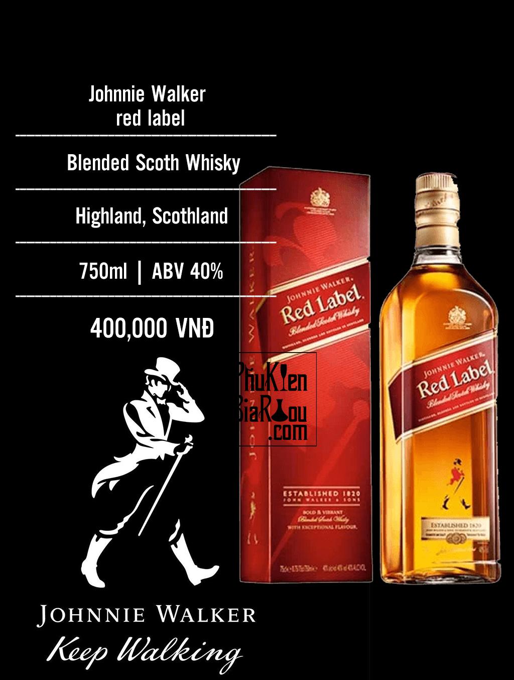 Rượu whisky Johnnie Walker red label (6 chai/thùng)