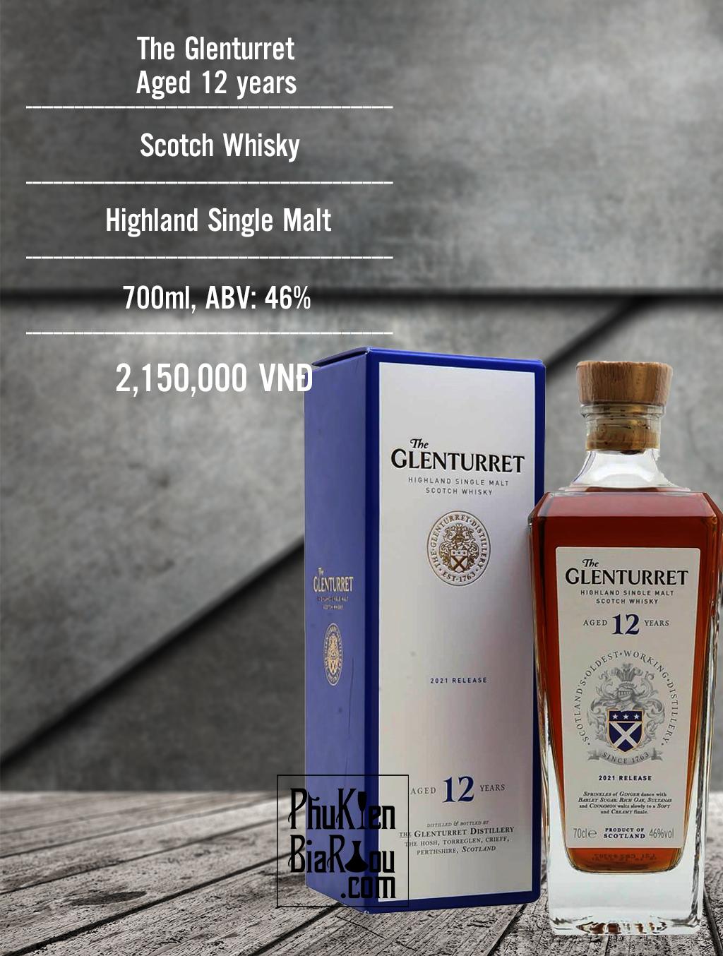 Rượu whisky The Glenturret 12 (6 chai/thùng)