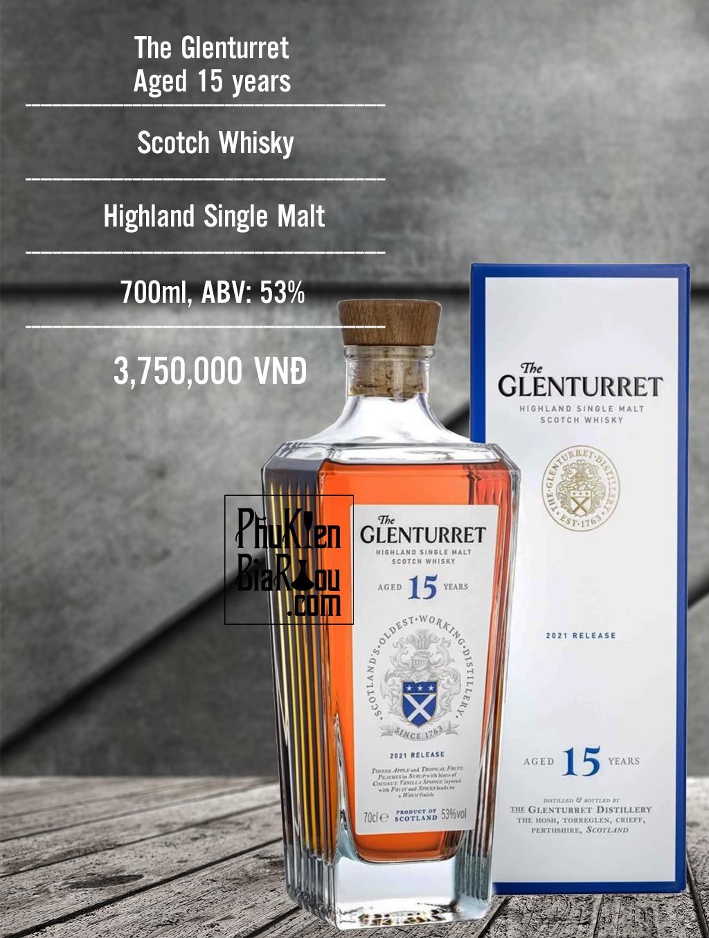 Rượu whisky The Glenturret 15 (6 chai/thùng)