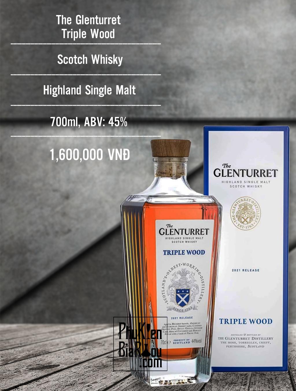 Rượu whisky The Glenturret Triple Wood (6 chai/thùng)