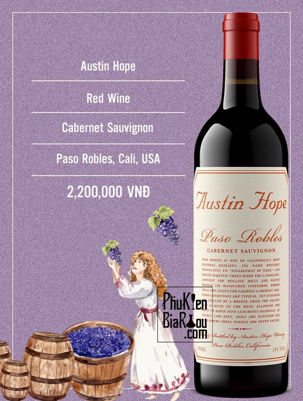 Vang đỏ Hope Family Wines Austin Hope Cabernet Sauvignon (6 chai/thùng)