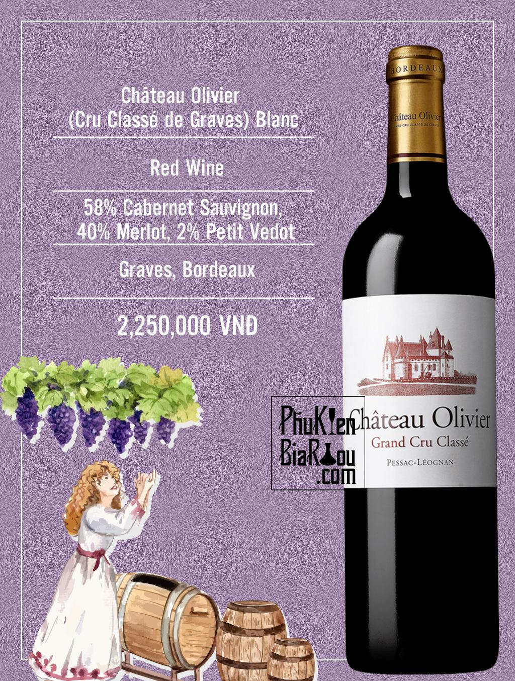 Vang đỏ Chateau Olivier (Cru Classé de Graves) Vin rouge (6 chai/thùng)