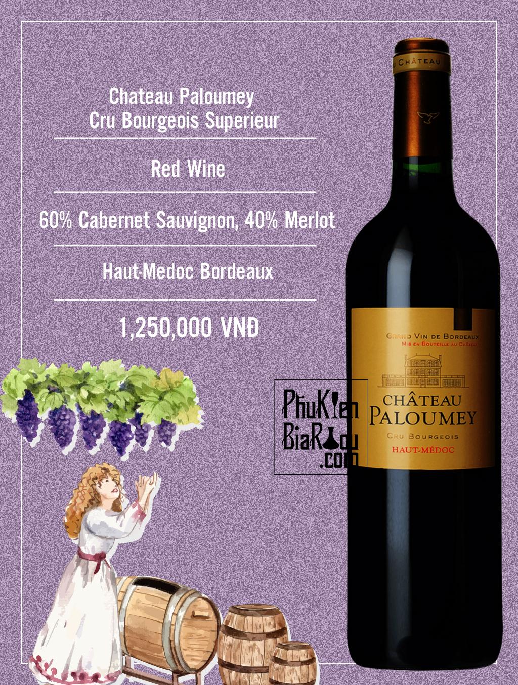 Vang đỏ Chateau Paloumey Cru Bourgeois Superieur (6 chai/thùng)