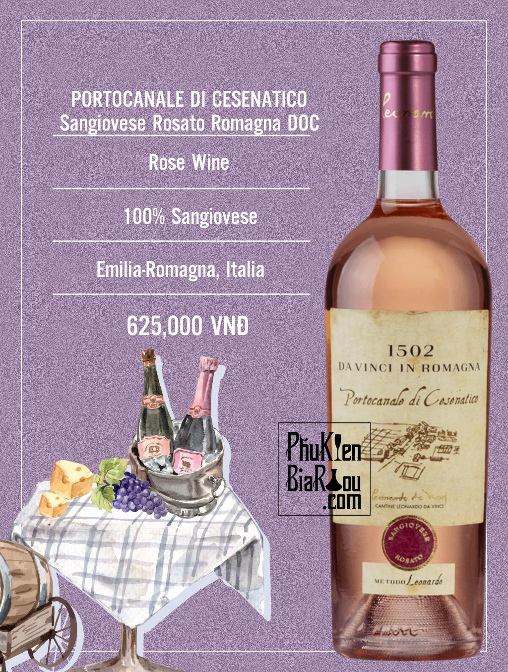 Vang hồng PORTOCANALE DI CESENATICO Sangiovese Rosato Romagna DOC