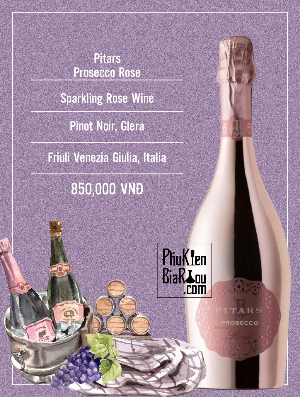 Vang hồng sủi tăm Pitars Prosecco Rose