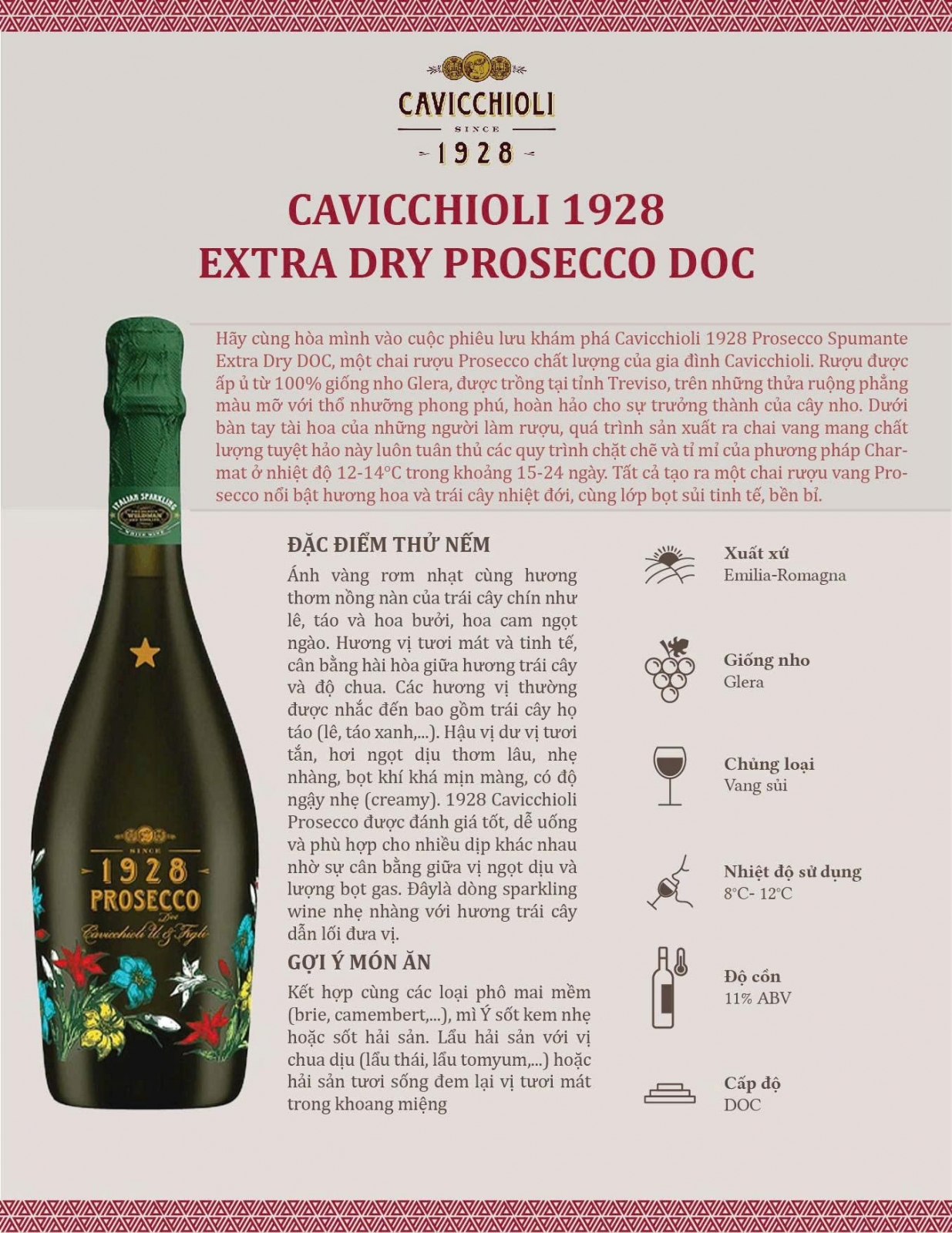 Vang sủi tăm Cavicchioli Prosecco