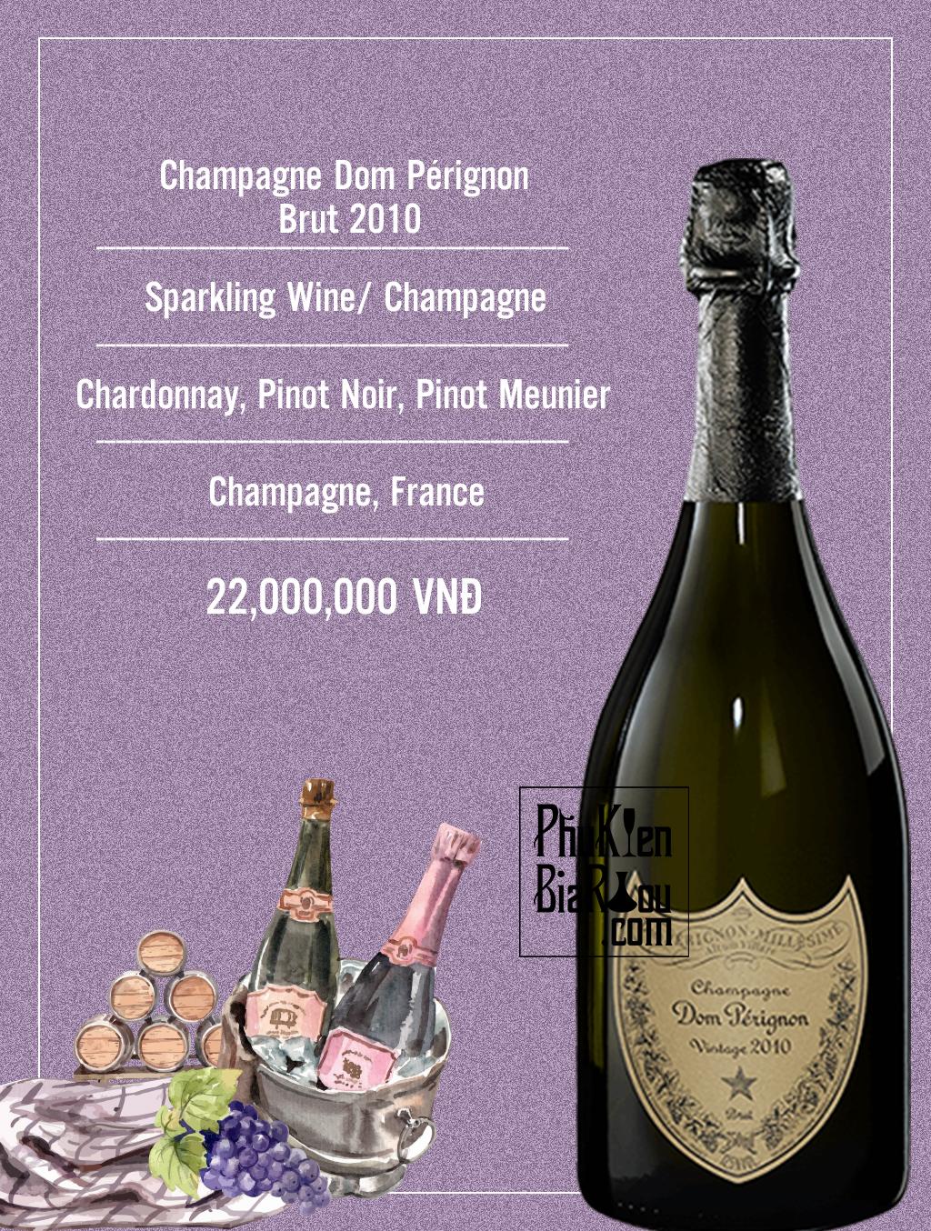 Vang sủi tăm Champagne Dom Pérignon Brut Vintage 2010