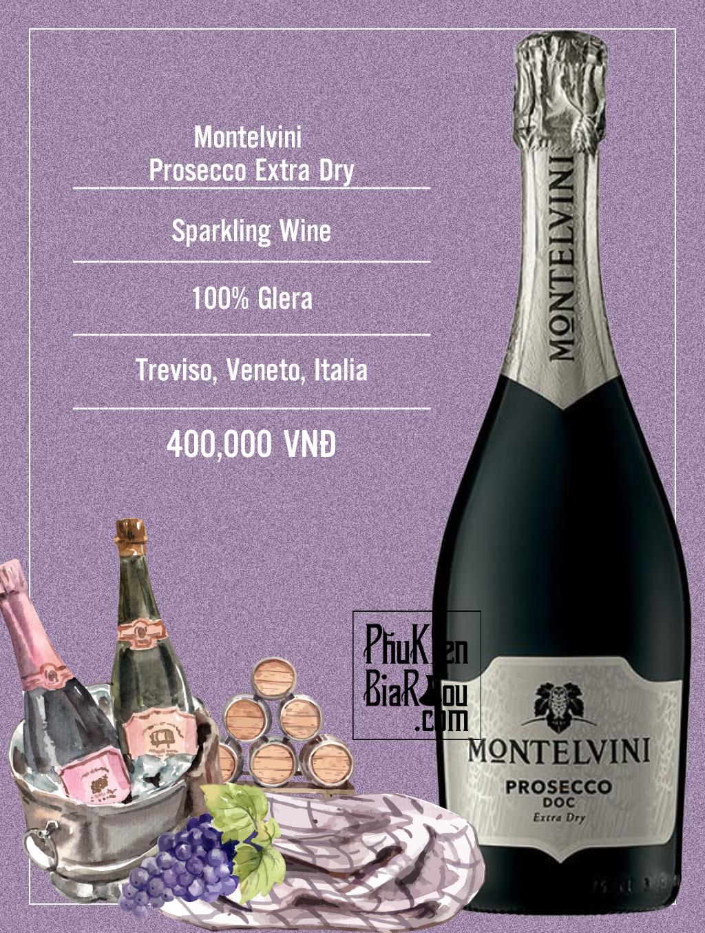 Vang sủi tăm Montelvini  Prosecco Extra Dry