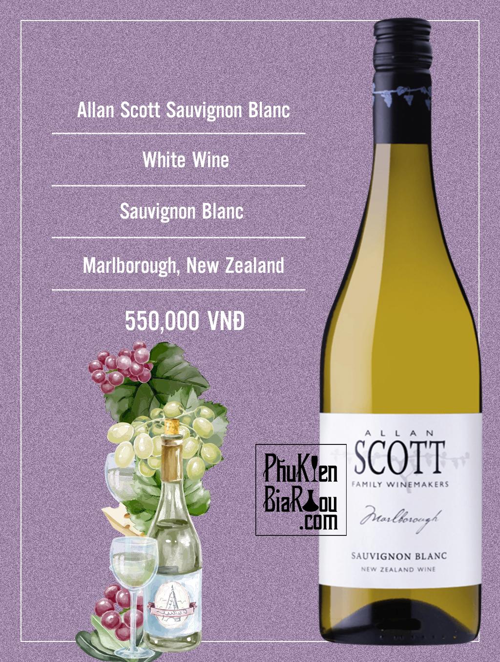 Vang trắng Allan Scott Sauvignon Blanc (6 chai/thùng)