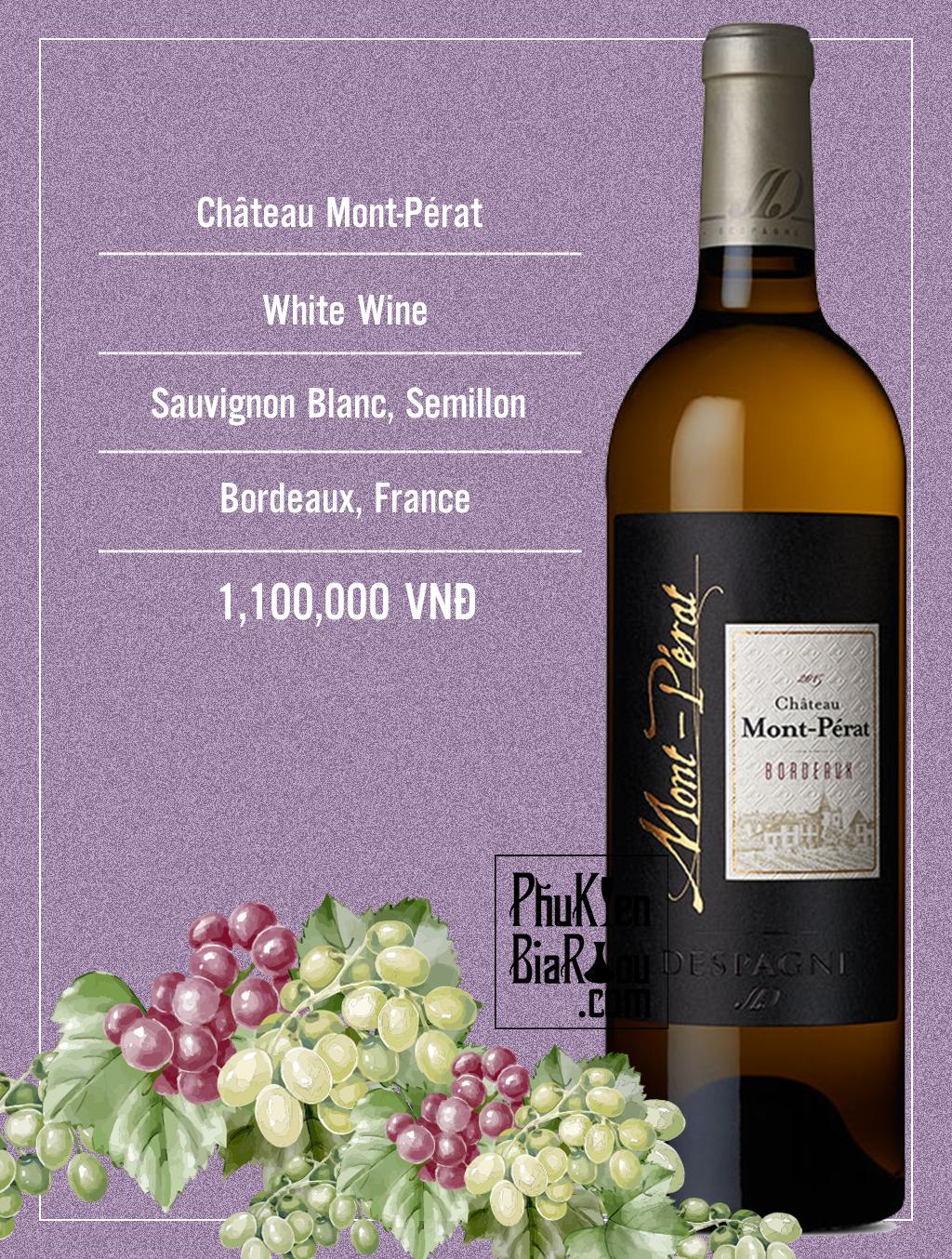 Vang trắng Château Mont-Pérat (6 chai/thùng)