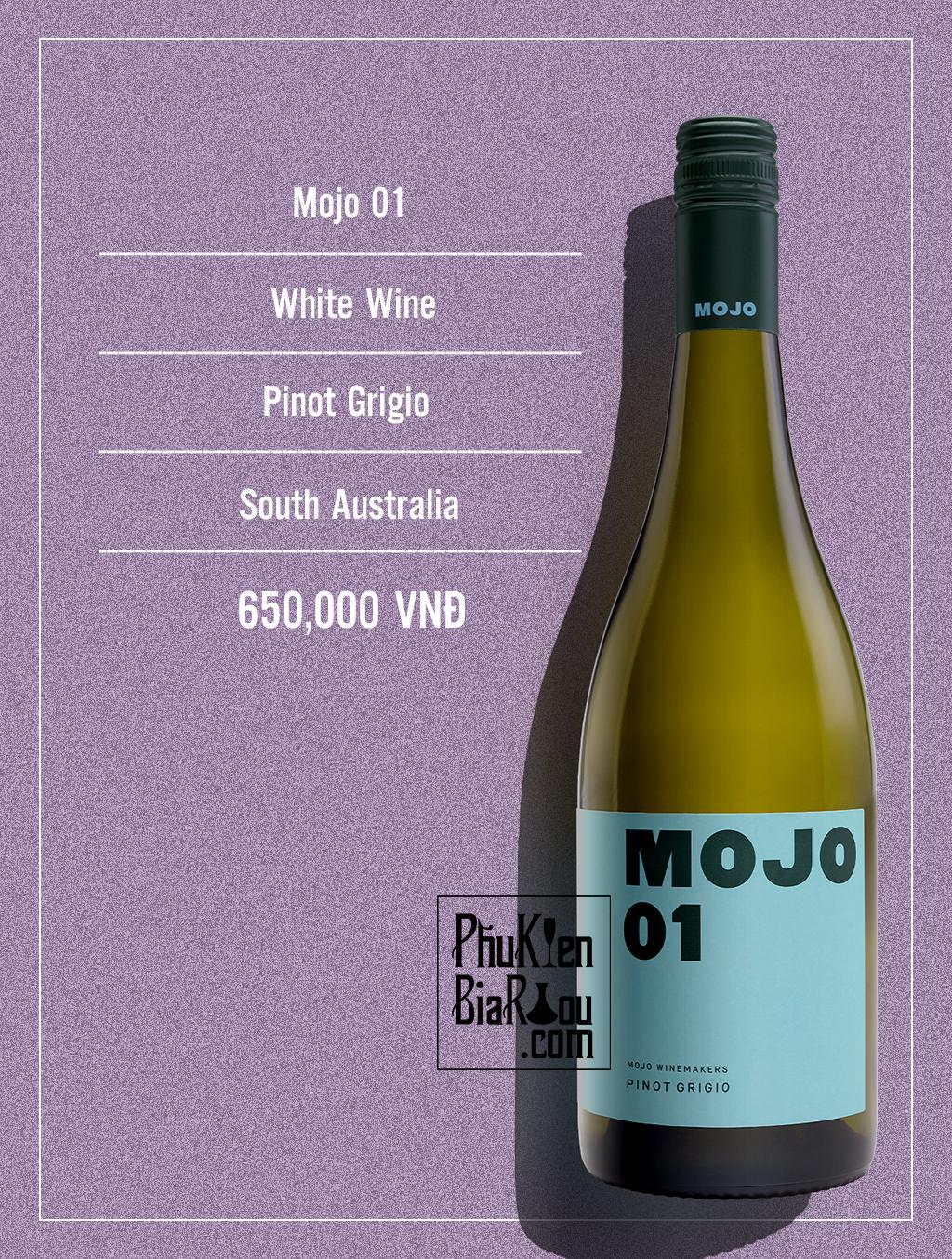 Vang trắng Mojo Pinot Grigio (6 chai/thùng)