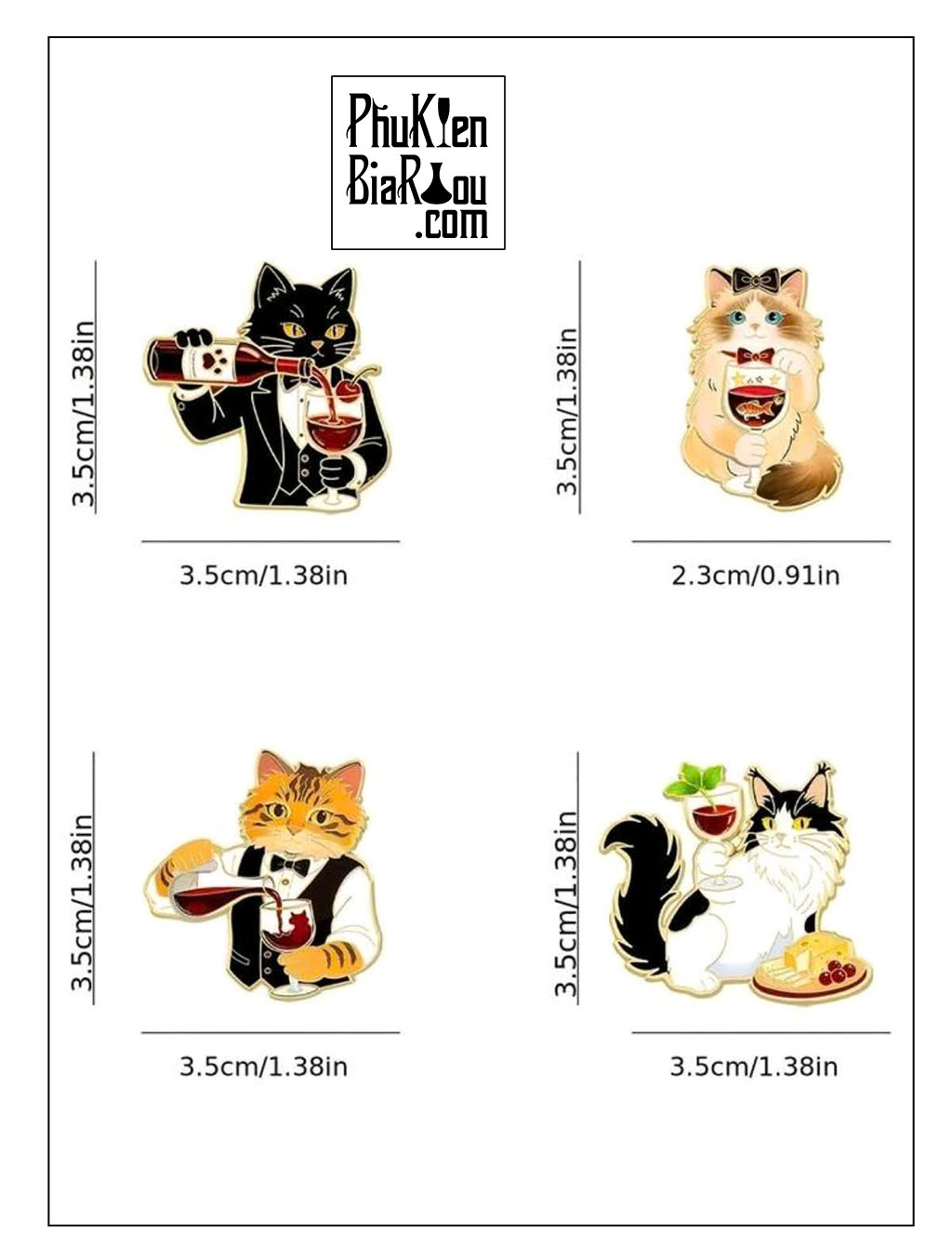Pin cài áo Cat & Wine