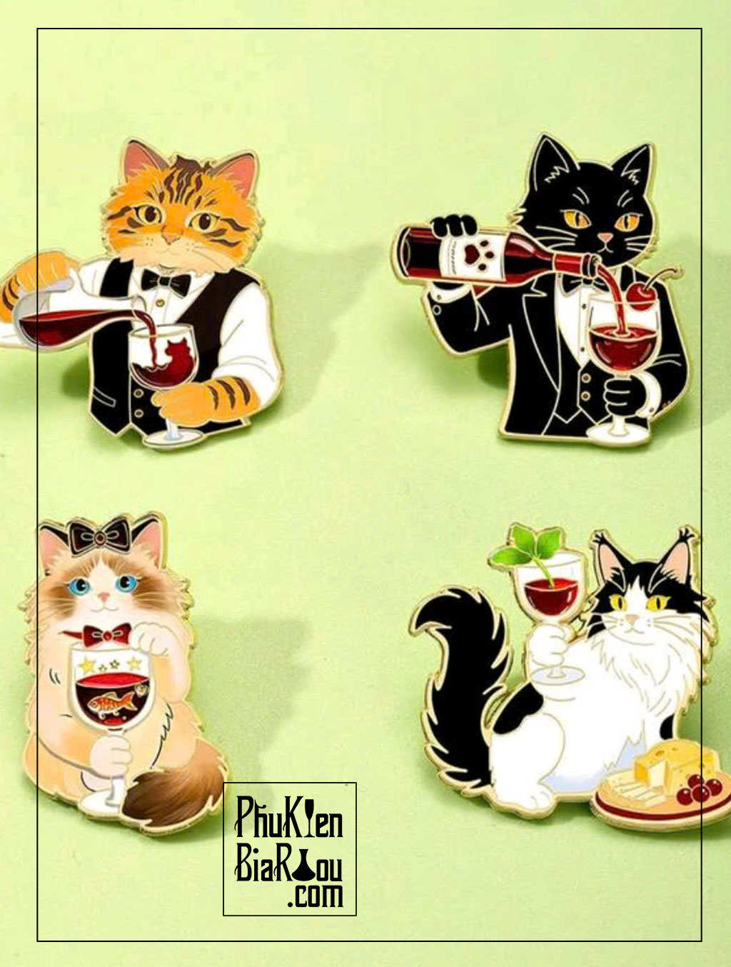Pin cài áo Cat & Wine